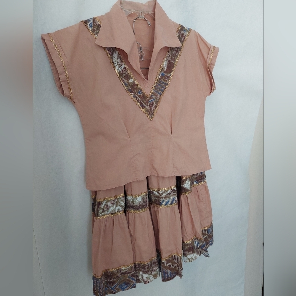 Vintage Mocha Color "Patio Set" Top And Skirt